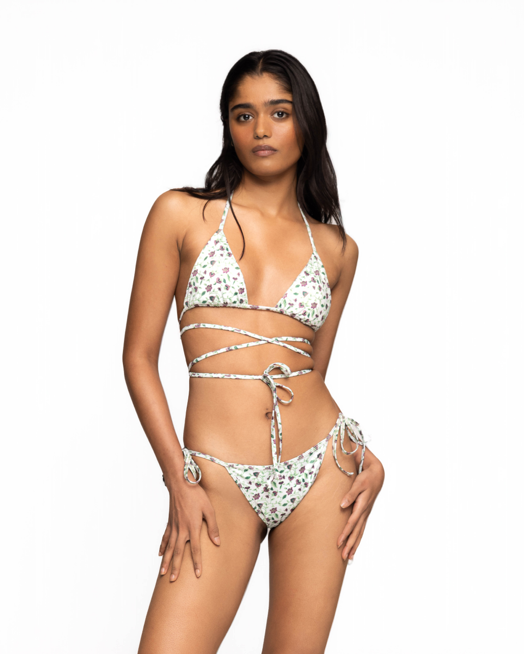 Criss Cross Triangle Top - Vine Print