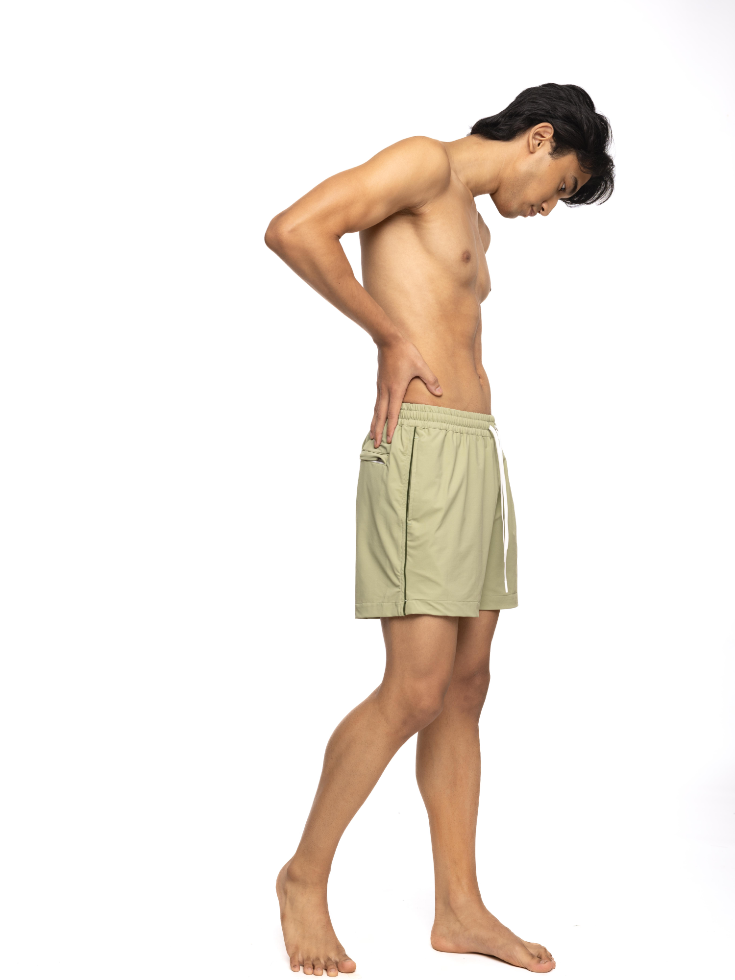 Piped Swim Shorts - Khaki