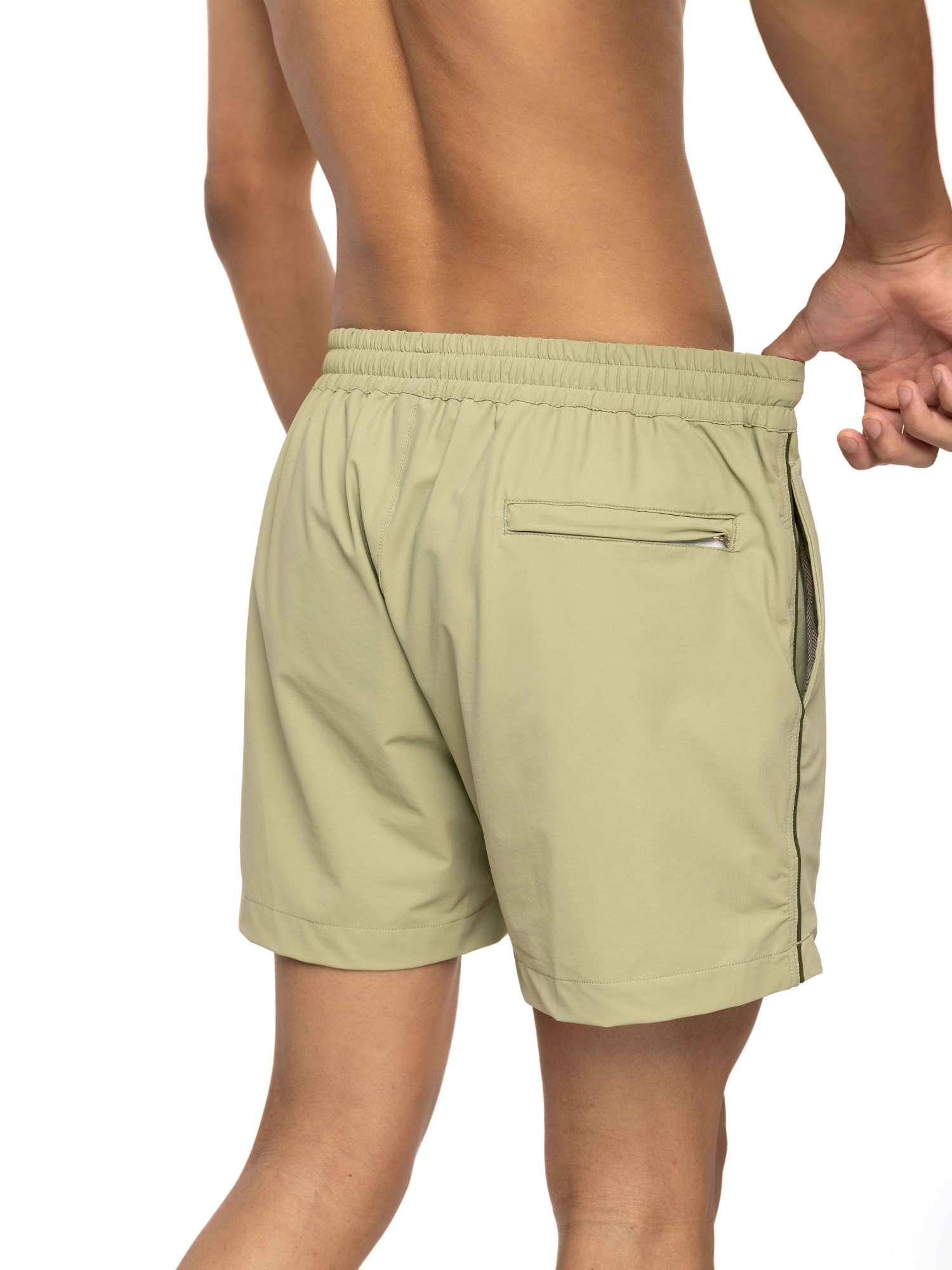 Piped Swim Shorts - Khaki