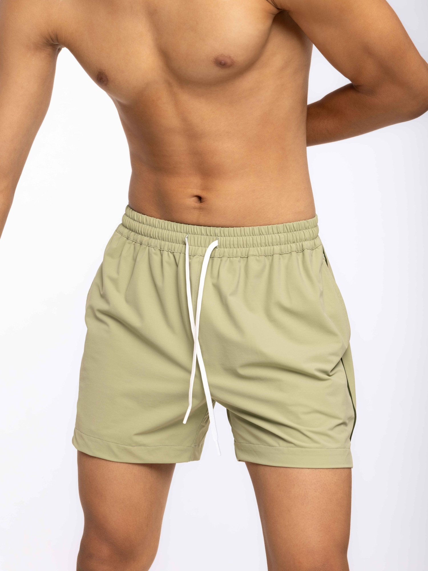 Piped Swim Shorts - Khaki