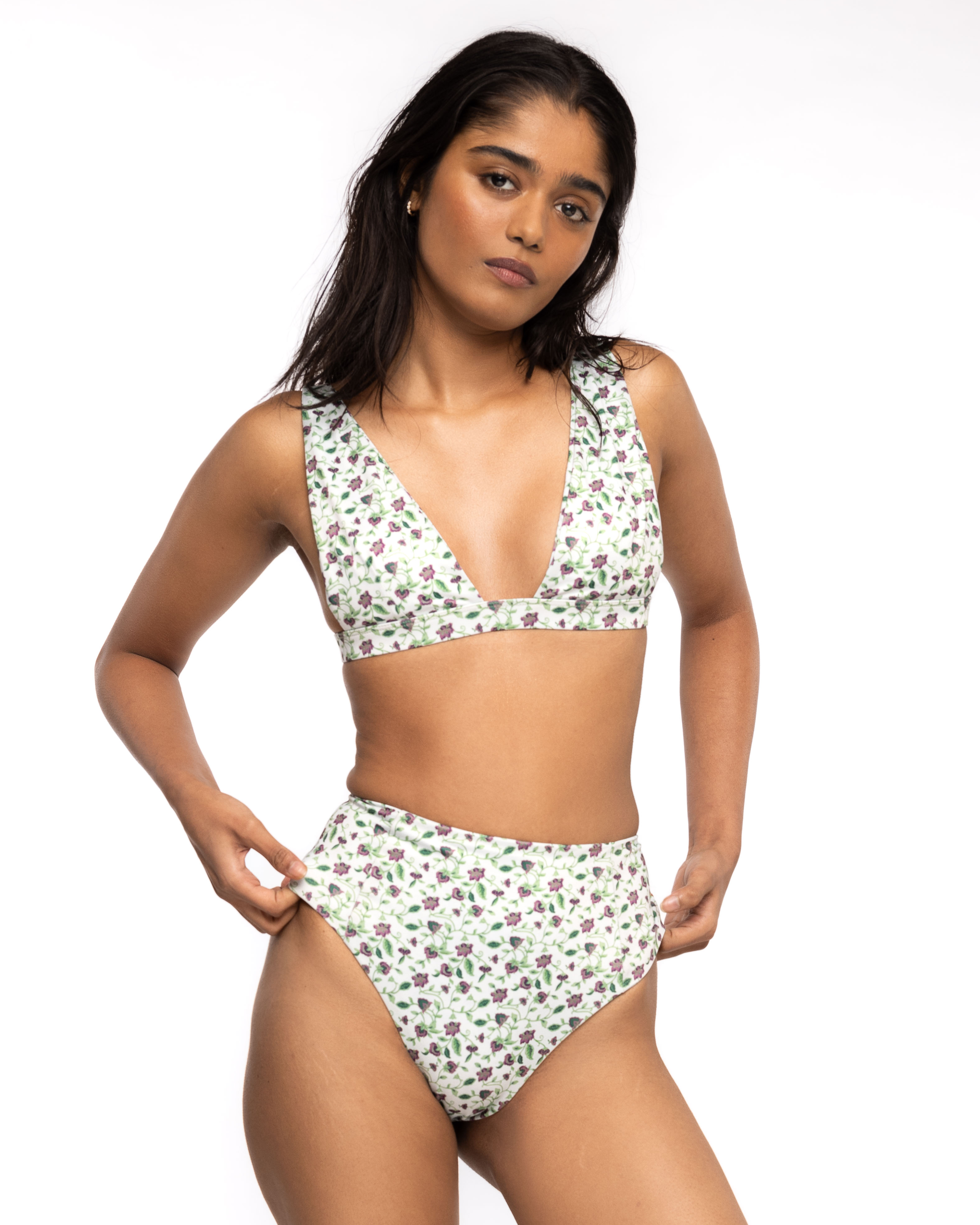High Waist Bikini Bottom - Vine Print