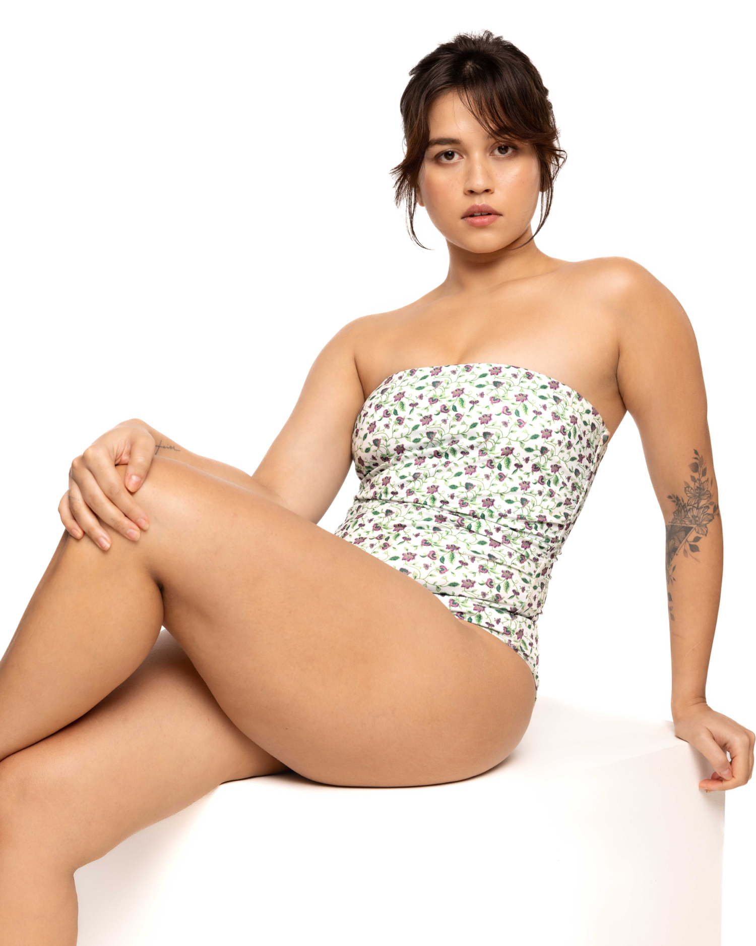 Strapless Swimsuit - Vine Print