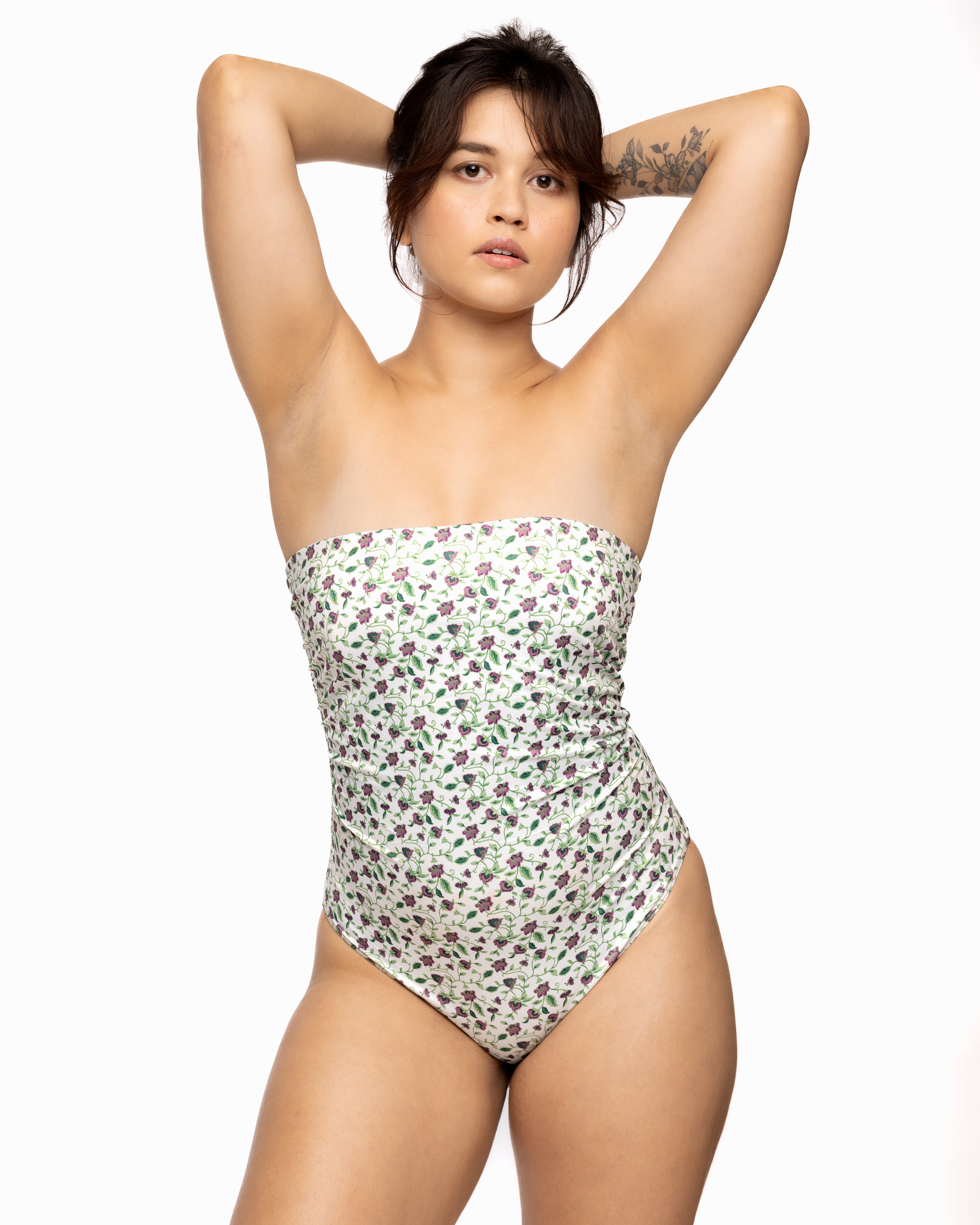 Strapless Swimsuit - Vine Print