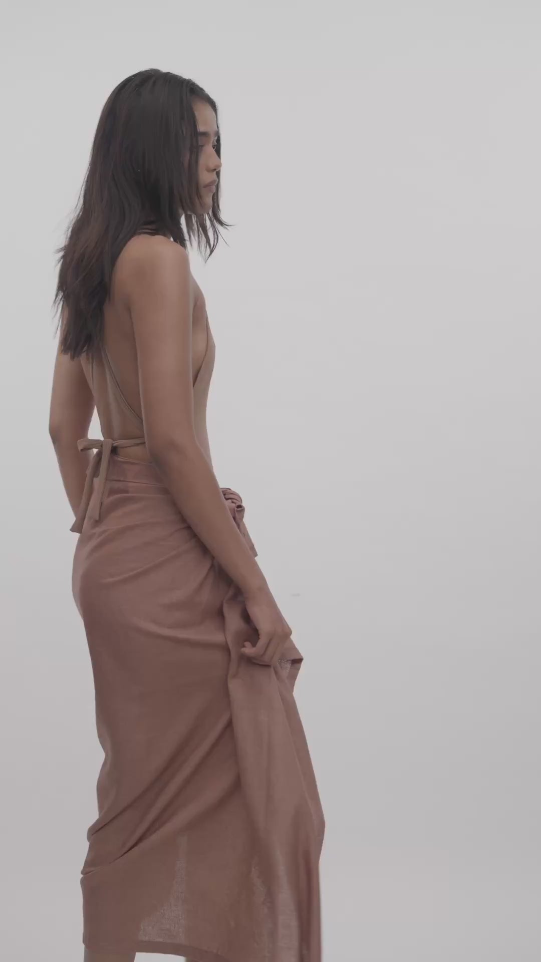 Load video: Cross Back Swimsuit - Cedar